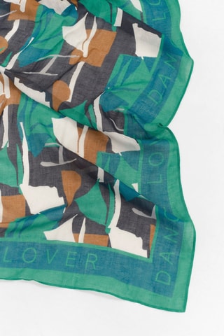 Lenço em linho - Verde e branco