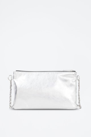 Mala de ombro em couro de cabra - Prateado - IKKS