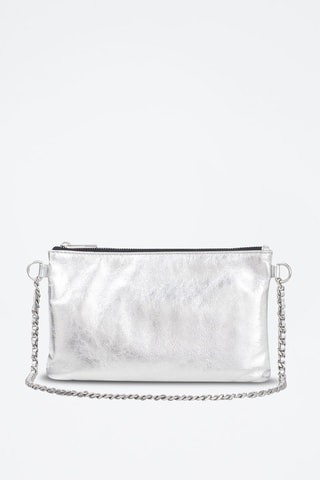 Mala de ombro em couro de cabra - Prateado - IKKS