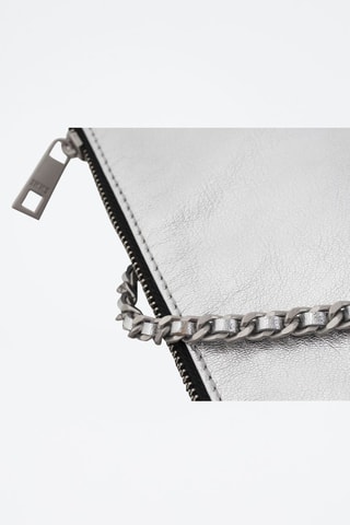 Mala de ombro em couro de cabra - Prateado - IKKS