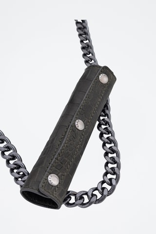 Mala de ombro em couro de cordeiro - Caqui