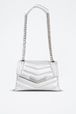 Mala de ombro em couro de vitelo - Prateado