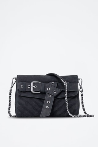 Mala a tiracolo de couro de vitelo - Antracite - IKKS