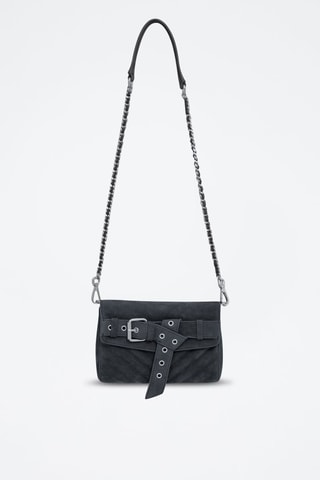 Mala a tiracolo de couro de vitelo - Antracite - IKKS