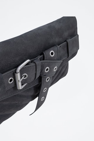 Mala a tiracolo de couro de vitelo - Antracite - IKKS