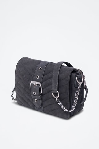 Mala a tiracolo de couro de vitelo - Antracite - IKKS