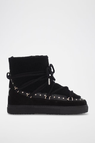 Botins forrados em couro - Preto