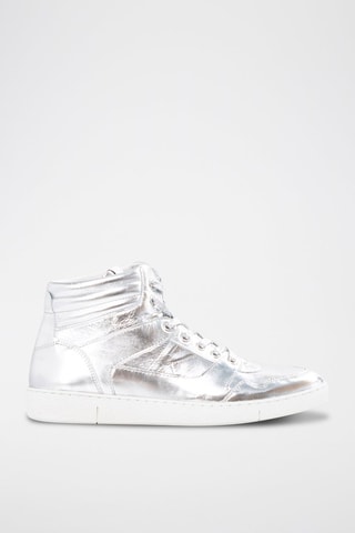 Sapatilhas subidas em couro de vitelo - Prateado - IKKS