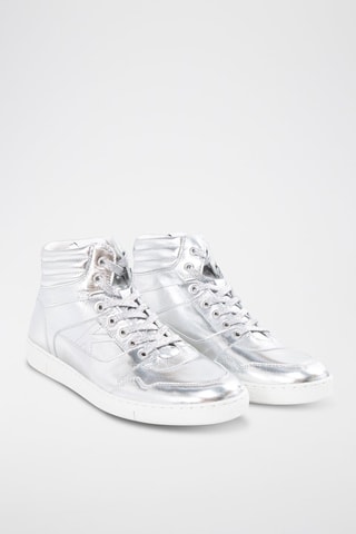 Sapatilhas subidas em couro de vitelo - Prateado - IKKS