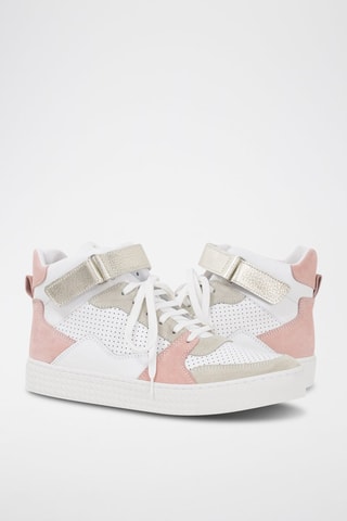 Sapatilhas subidas em couro - Rosa e branco - I.Code