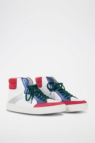 Sapatilhas subidas em couro - Fúcsia e branco - I.Code