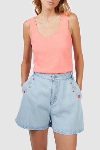 Camisola de alças em linho - Rosa - I.Code