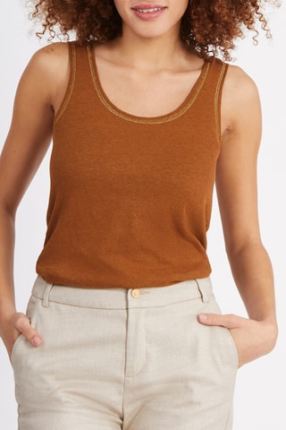 Camisola de alças em linho - Camel - I.Code