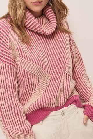 Camisola em alpaca - Fúcsia e branco