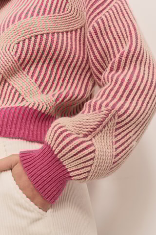Camisola em alpaca - Fúcsia e branco