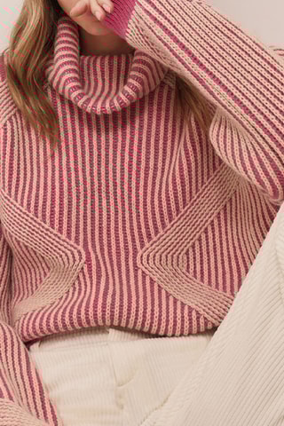 Camisola em alpaca - Fúcsia e branco