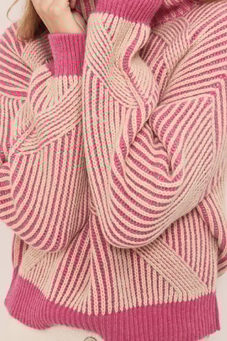 Camisola em alpaca - Fúcsia e branco