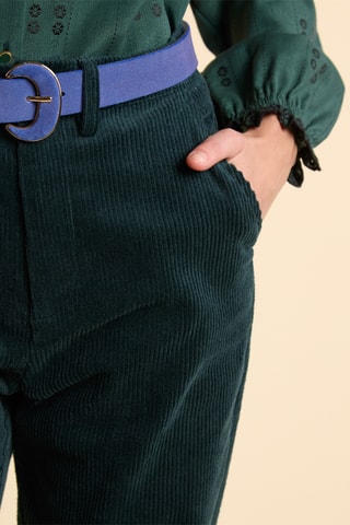 Calças em veludo de cintura alta - Verde