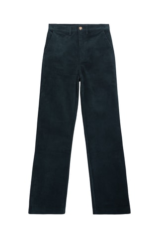 Calças em veludo de cintura alta - Verde