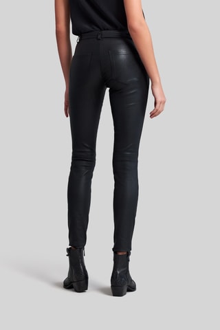 Calças em couro de cordeiro - Preto