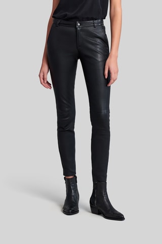 Calças em couro de cordeiro - Preto