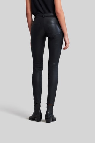 Calças em couro de cordeiro - Preto