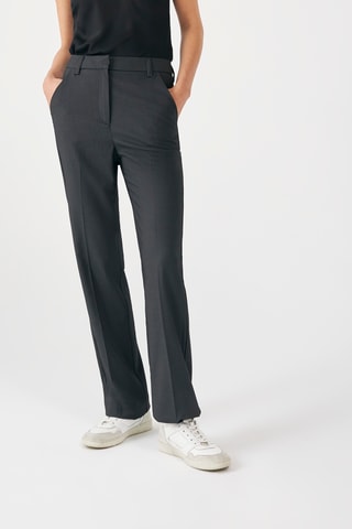 Calças direitas de cintura subida - Preto