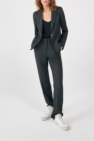 Calças direitas de cintura subida - Preto