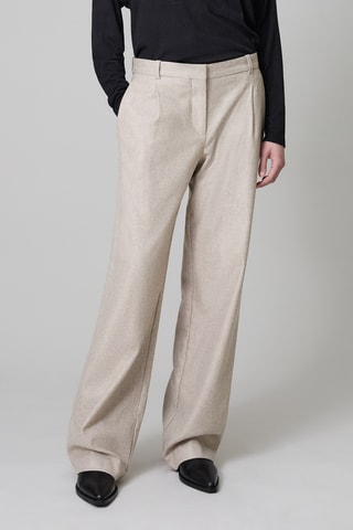 Calças flare em lã - Bege