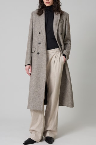 Calças flare em lã - Bege