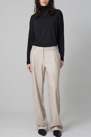 Calças flare em lã - Bege