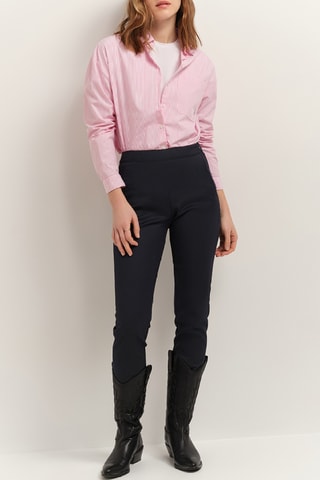 Calças de corte cigarro 7/8 de cintura alta - Azul-marinho