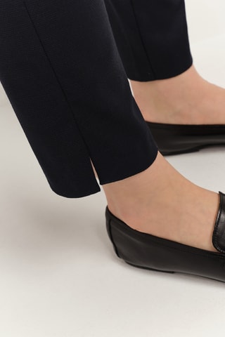 Calças de corte cigarro 7/8 de cintura alta - Azul-marinho