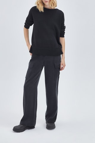 Calças de cintura subida - Preto