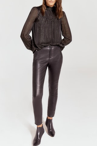 Calças em couro de cordeiro - Preto