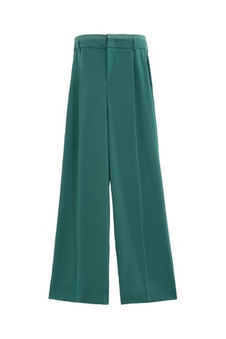 Calças wide legs cintura subida - Verde - IKKS