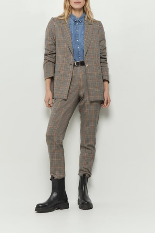 Calças corte de cigarro de cintura alta - Bege - One Step