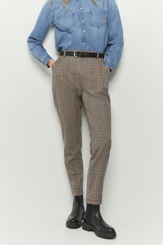 Calças corte de cigarro de cintura alta - Bege - One Step