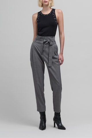 Calças corte cenoura cintura subida - Cinzento - IKKS