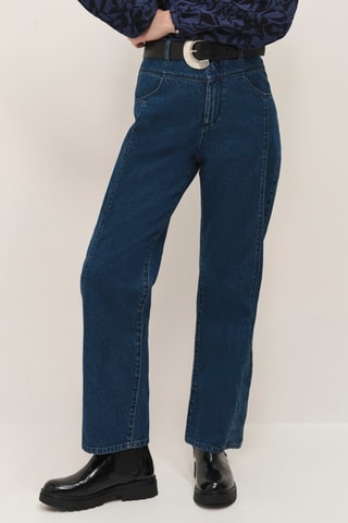 Calças de ganga direitas - Azul-escuro - One Step