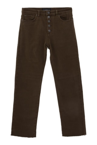 Calças de ganga direitas cintura alta - Castanho - IKKS