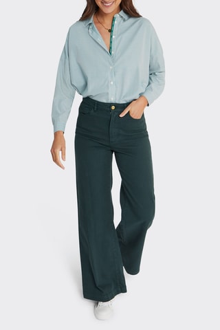 Calças de ganga flare - Verde