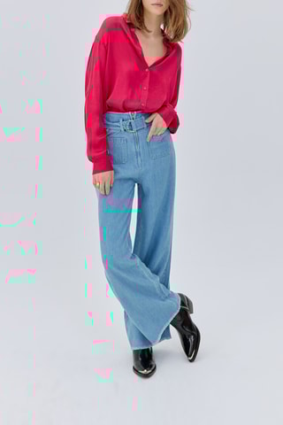 Calças de ganga wide legs - Azul-celeste - IKKS