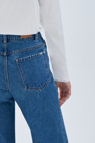 Calças de ganga de cintura alta - Azul