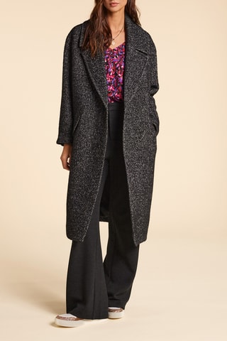 Sobretudo de lã - Preto mesclado