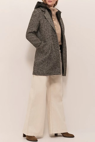 Sobretudo efeito ilusório em lã - Caqui