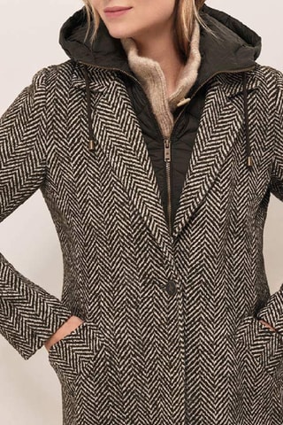 Sobretudo efeito ilusório em lã - Caqui