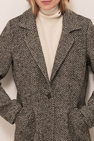 Sobretudo efeito ilusório em lã - Caqui