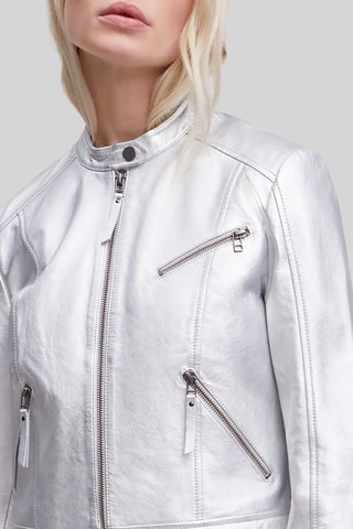 Casaco em couro de carneiro - Cinzento-claro - IKKS