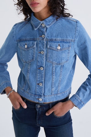 Casaco de ganga - Azul-celeste